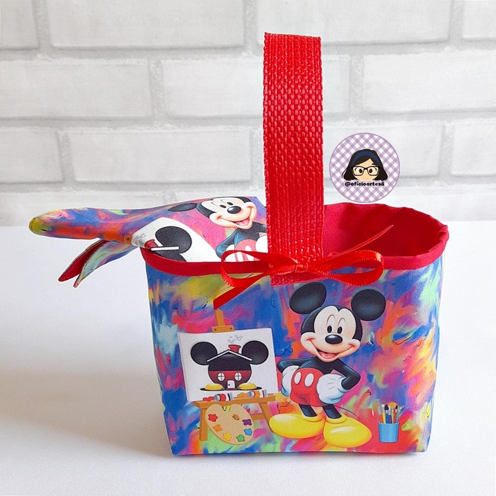 Kit 15 mini cestinhas e 15 toalhinhas Mickey Pintor