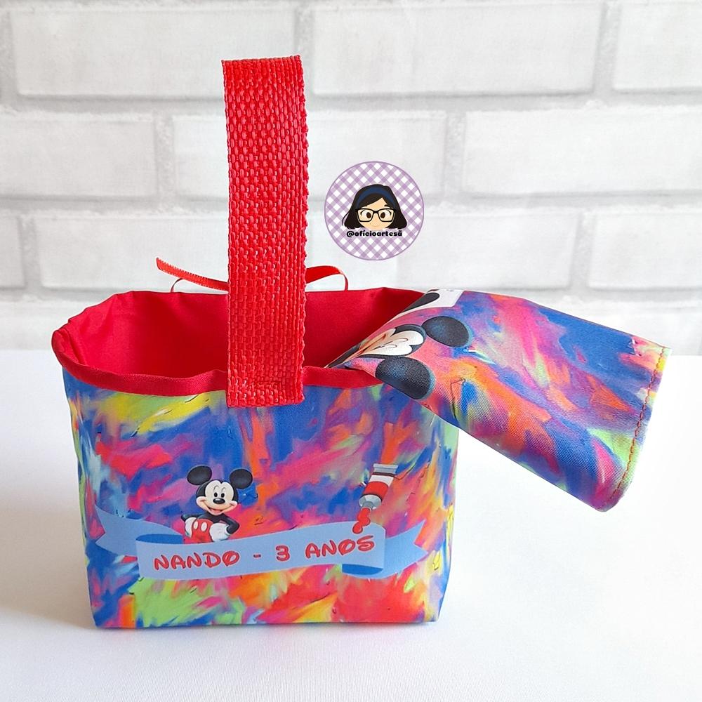 Kit 15 mini cestinhas e 15 toalhinhas Mickey Pintor
