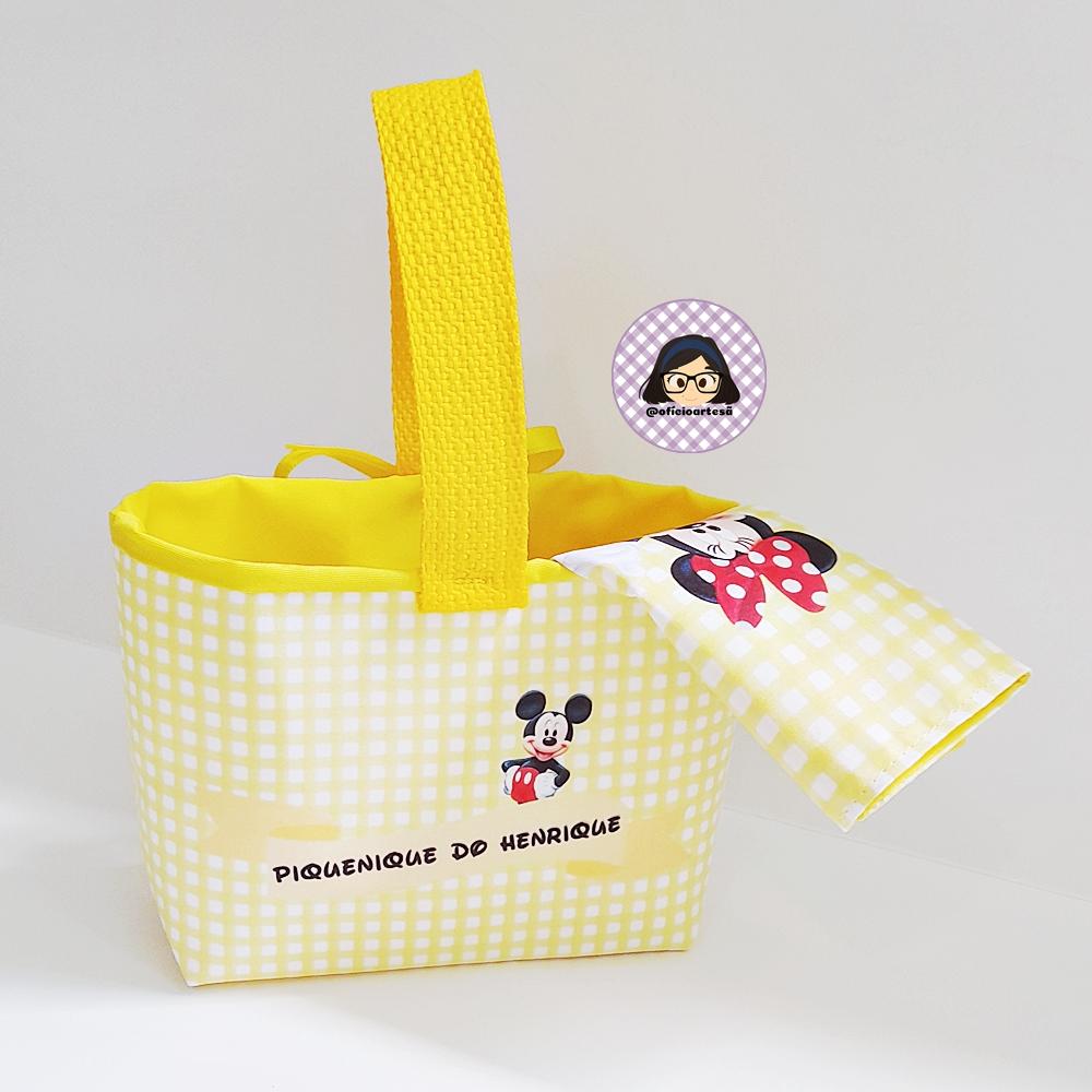 Kit 15 mini cestinhas e 15 toalhinhas Picnic Minnie e Mickey Amar