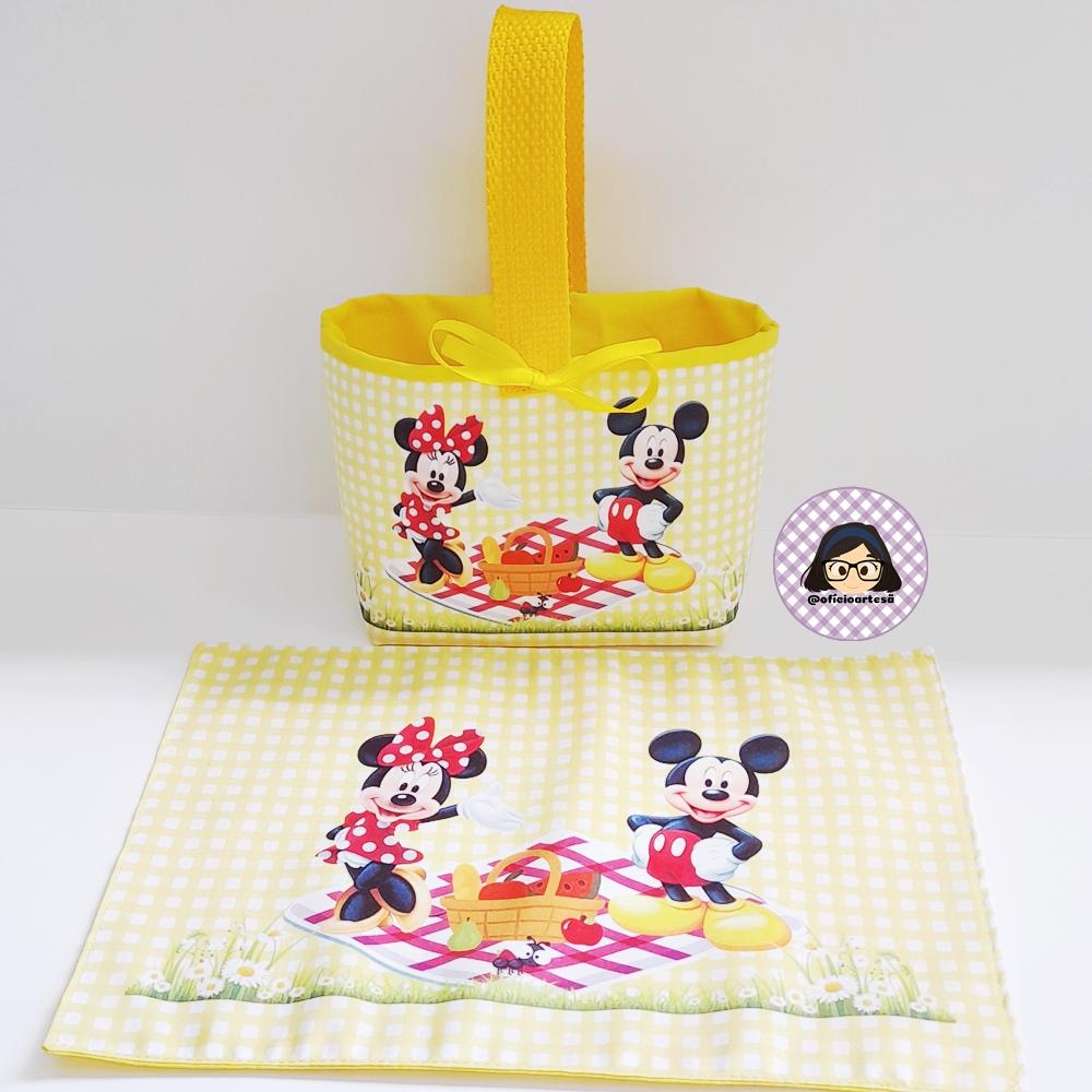 Kit 15 mini cestinhas e 15 toalhinhas Picnic Minnie e Mickey Amar