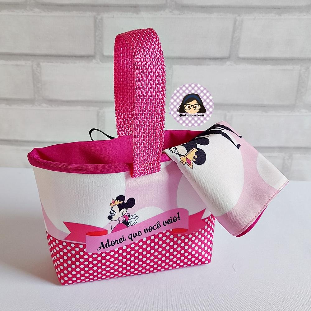 Kit 15 mini cestinhas e 15 toalhinhas Minnie Realeza