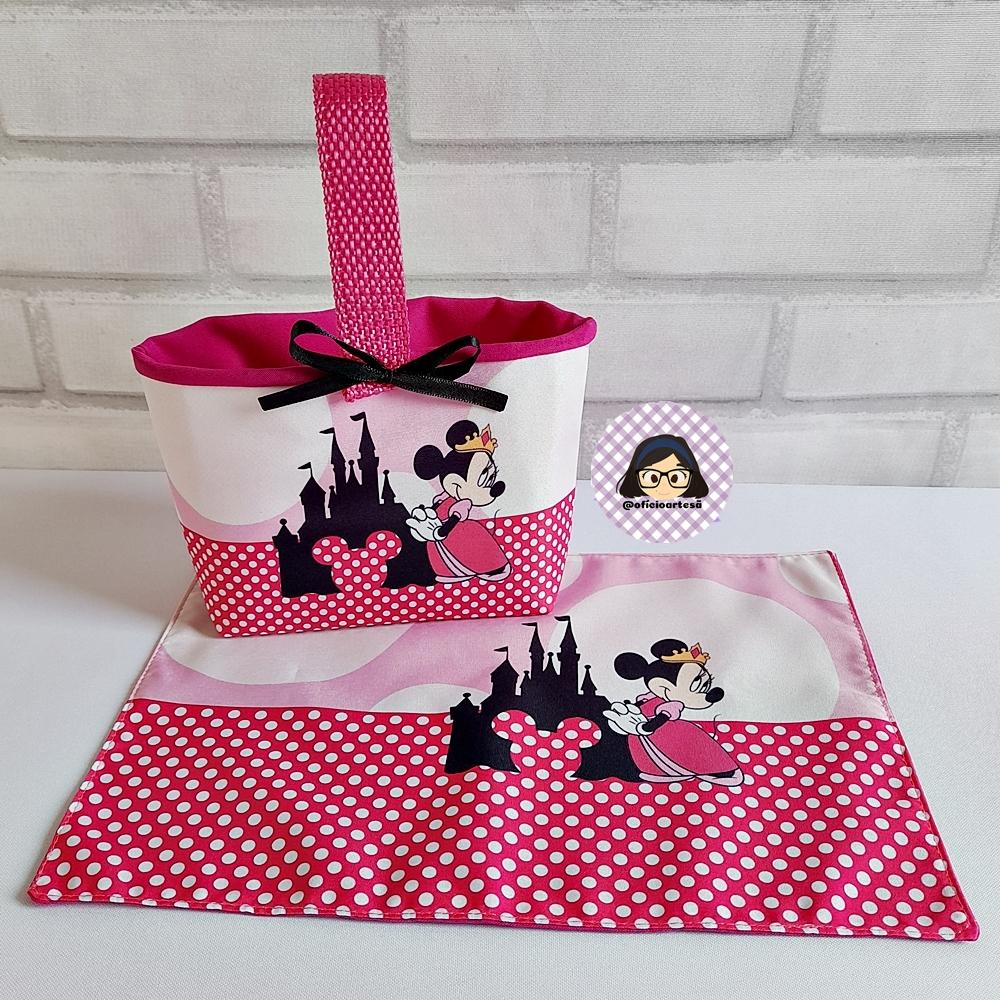 Kit 15 mini cestinhas e 15 toalhinhas Minnie Realeza