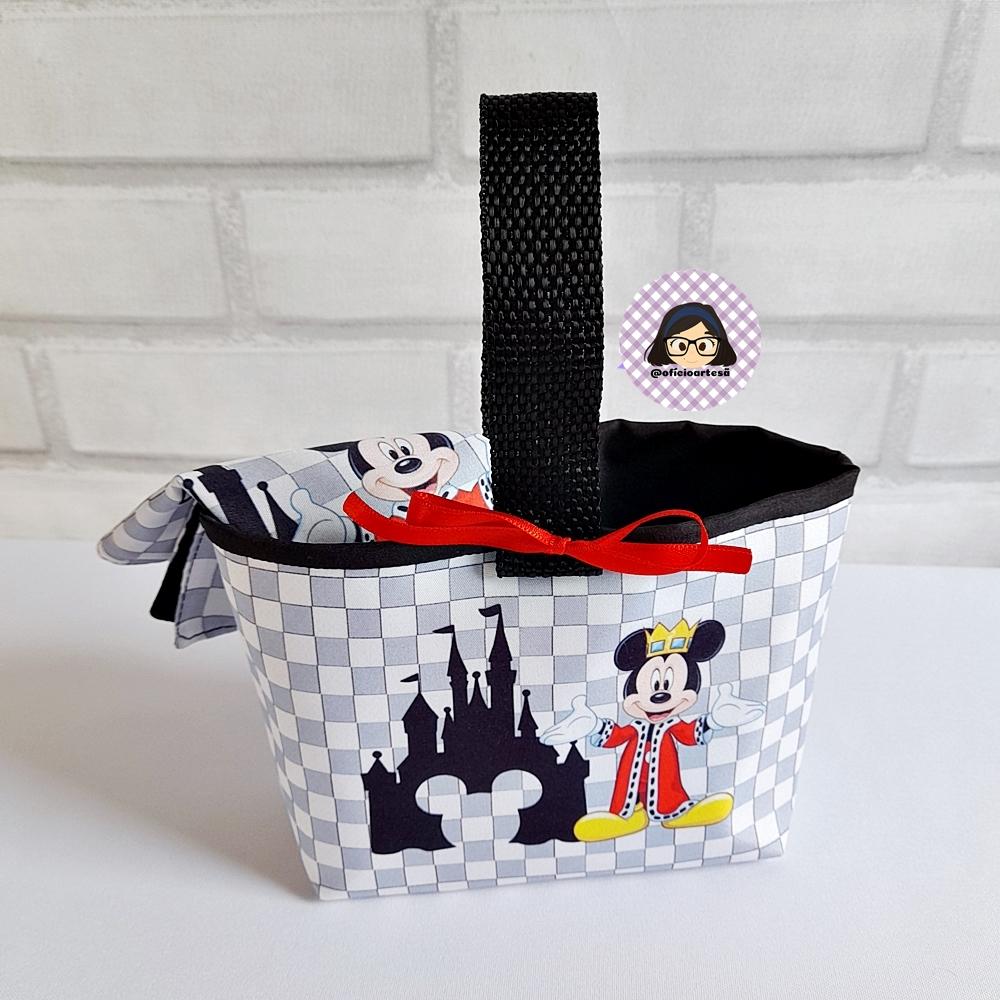 Kit 15 mini cestinhas e 15 toalhinhas Mickey Realeza