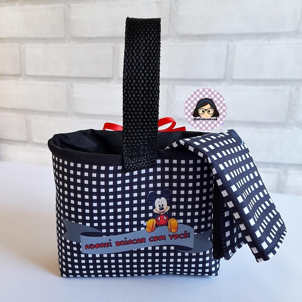 Kit 15 mini cestinhas e 15 toalhinhas Mickey