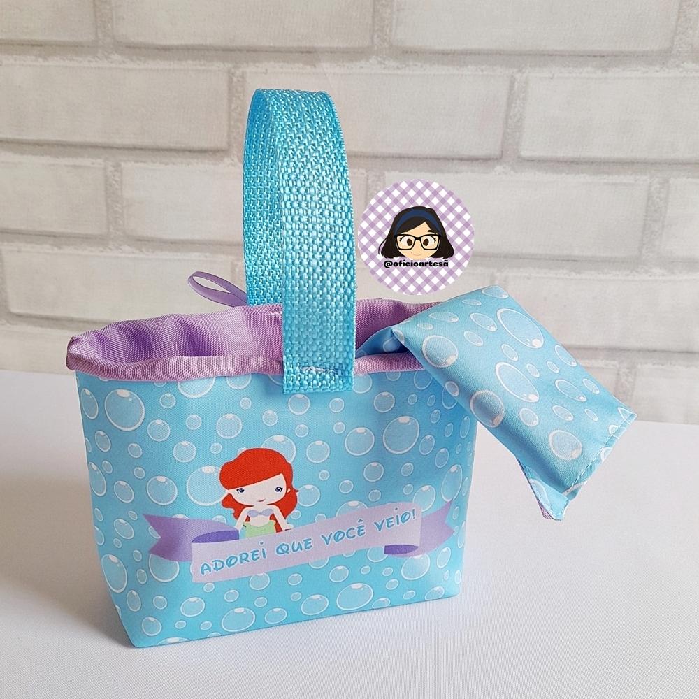 Kit 15 mini cestinhas e 15 toalhinhas Ariel Pequena Sereia
