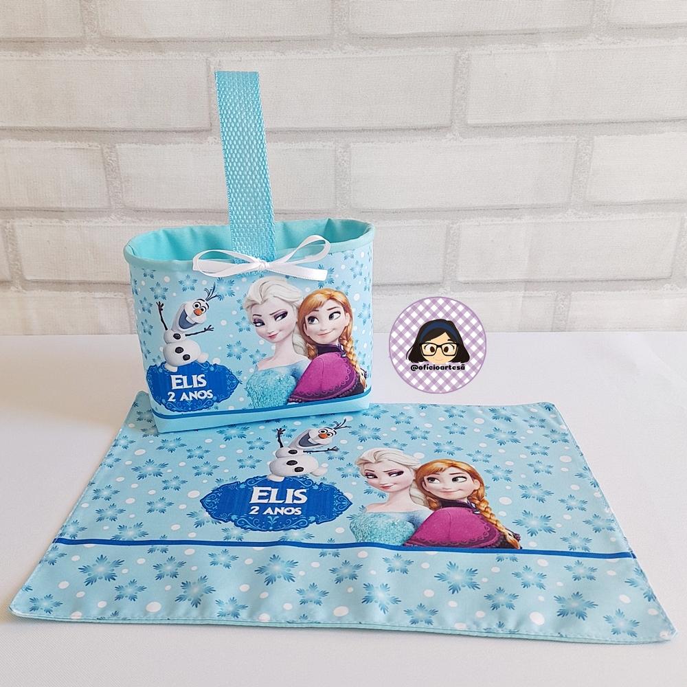Kit 15 mini cestinhas e 15 toalhinhas Frozen