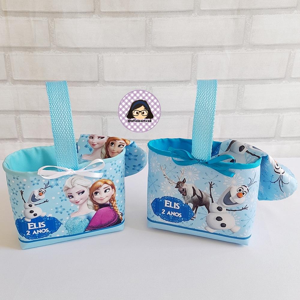 Kit 15 mini cestinhas e 15 toalhinhas Frozen