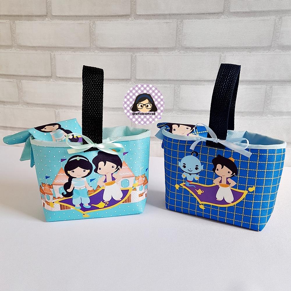 Kit 15 mini cestinhas e 15 toalhinhas Jasmine e Príncipe