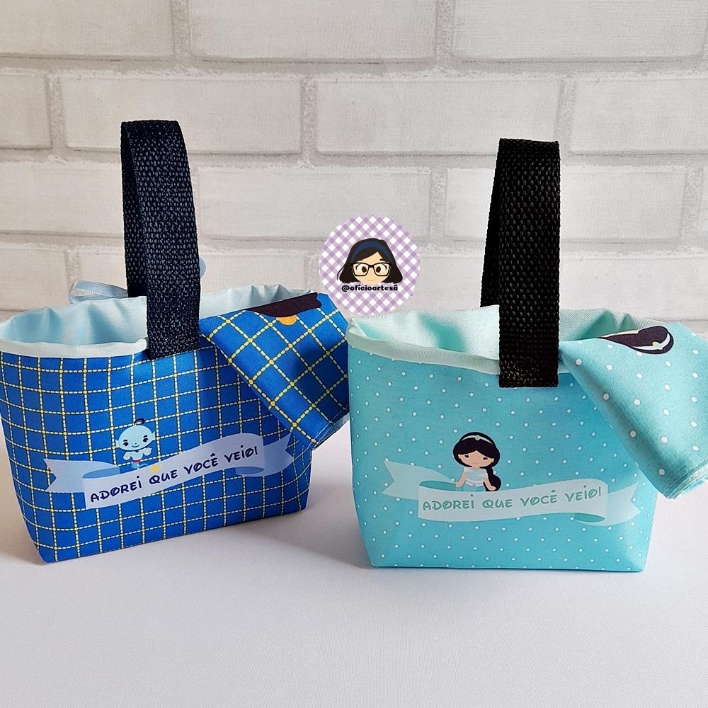 Kit 15 mini cestinhas e 15 toalhinhas Jasmine e Príncipe