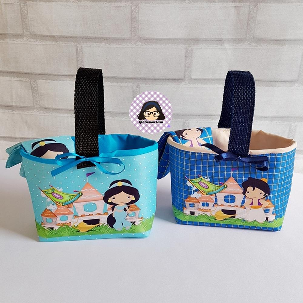 Kit 15 mini cestinhas e 15 toalhinhas Jasmine e Príncipe