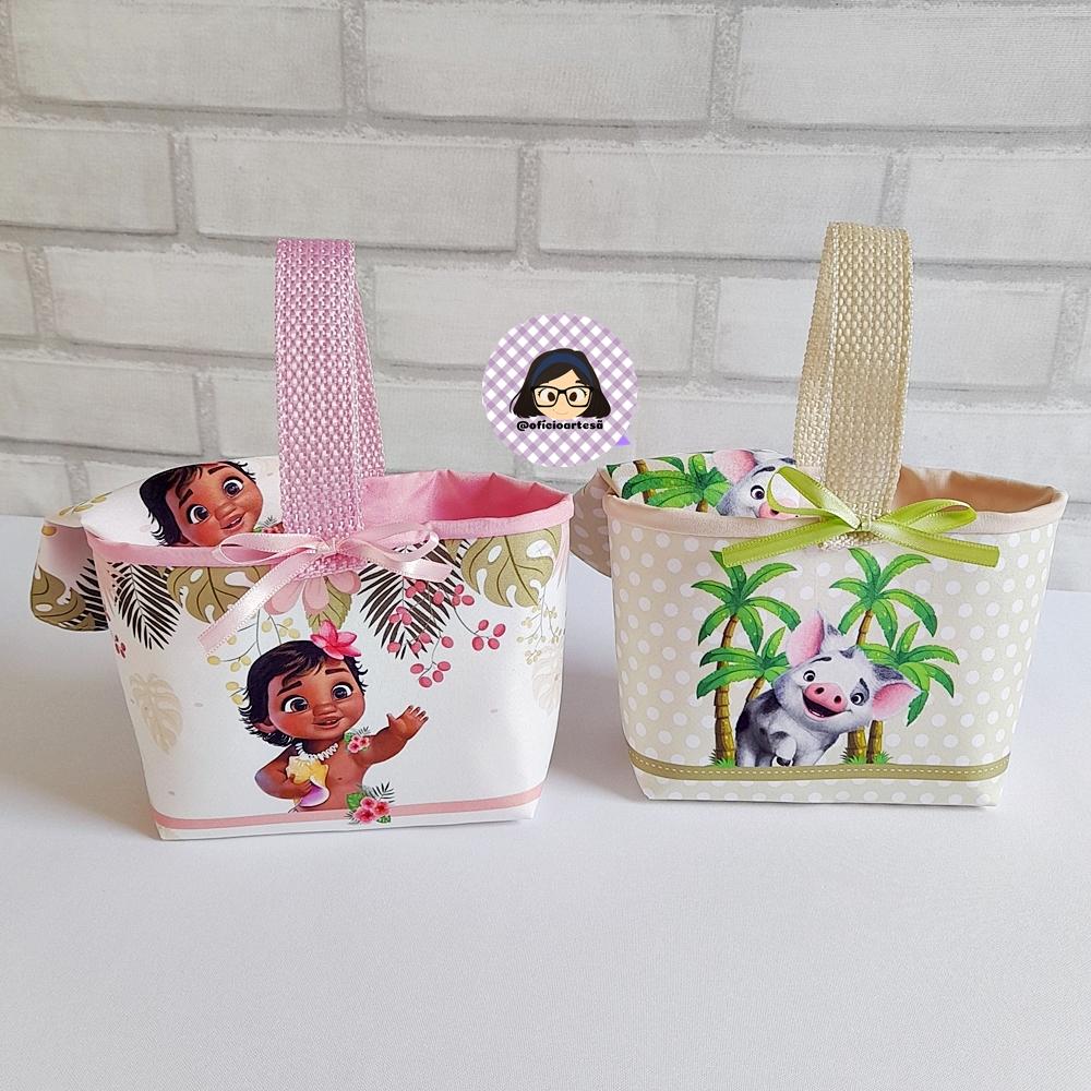 Kit 15 mini cestinhas e 15 toalhinhas Moana Baby e Pua