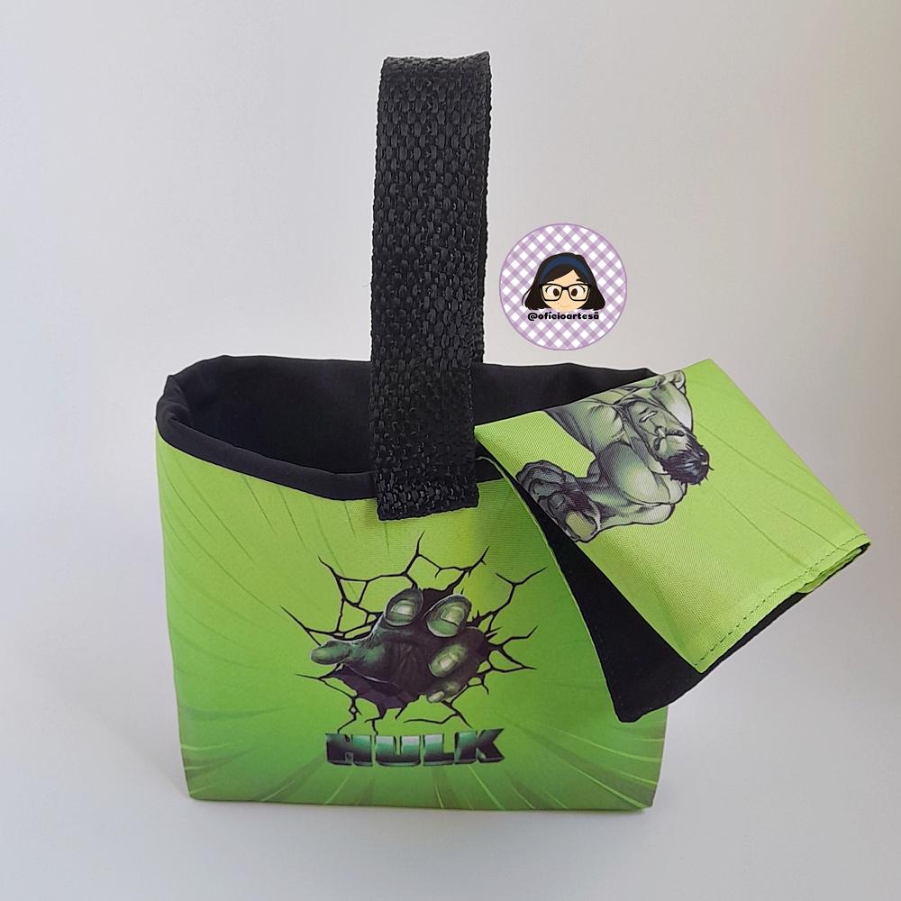 Kit 15 mini cestinhas e 15 toalhinhas Incrível Hulk