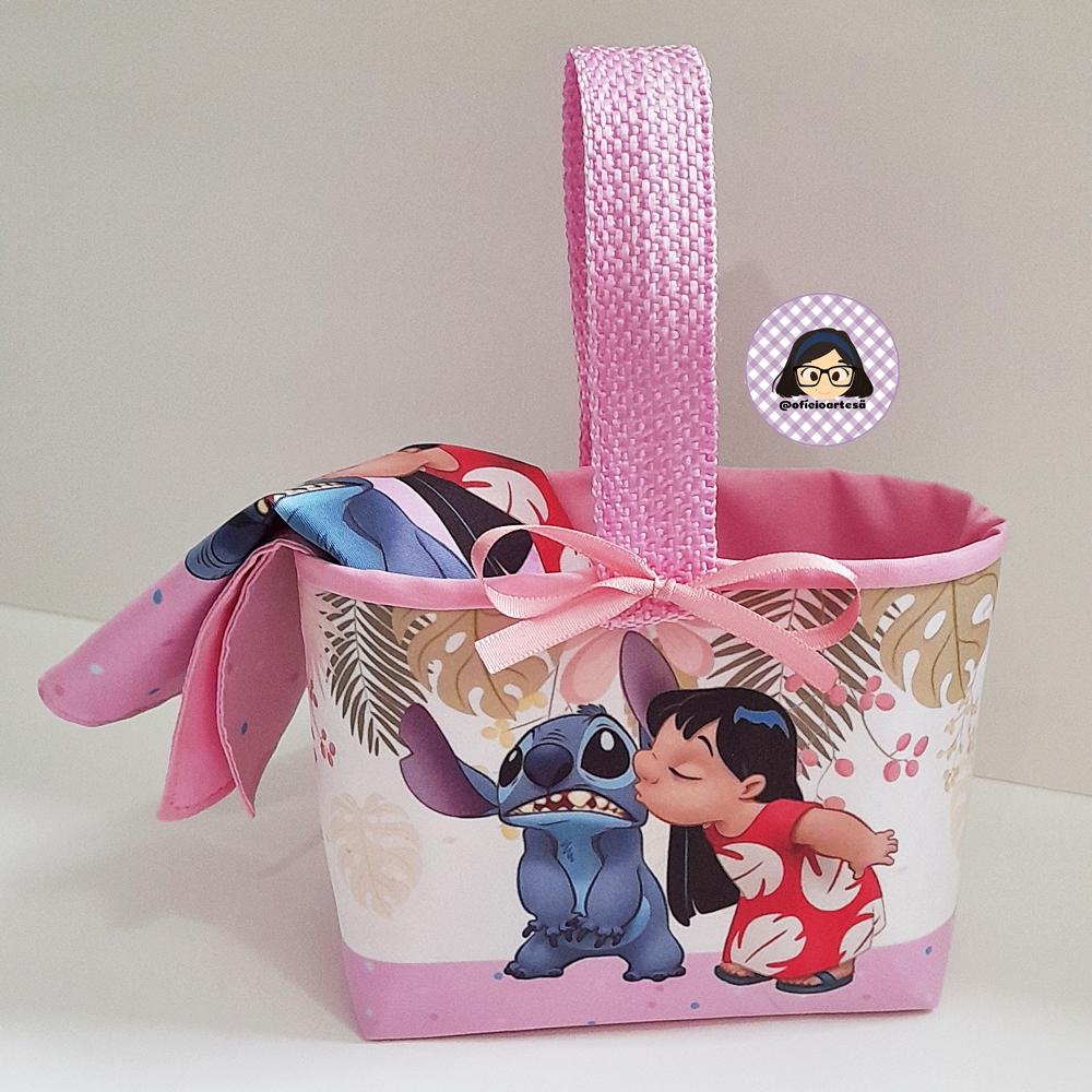 Kit 15 mini cestinhas e 15 toalhinhas Lilo & Stitch