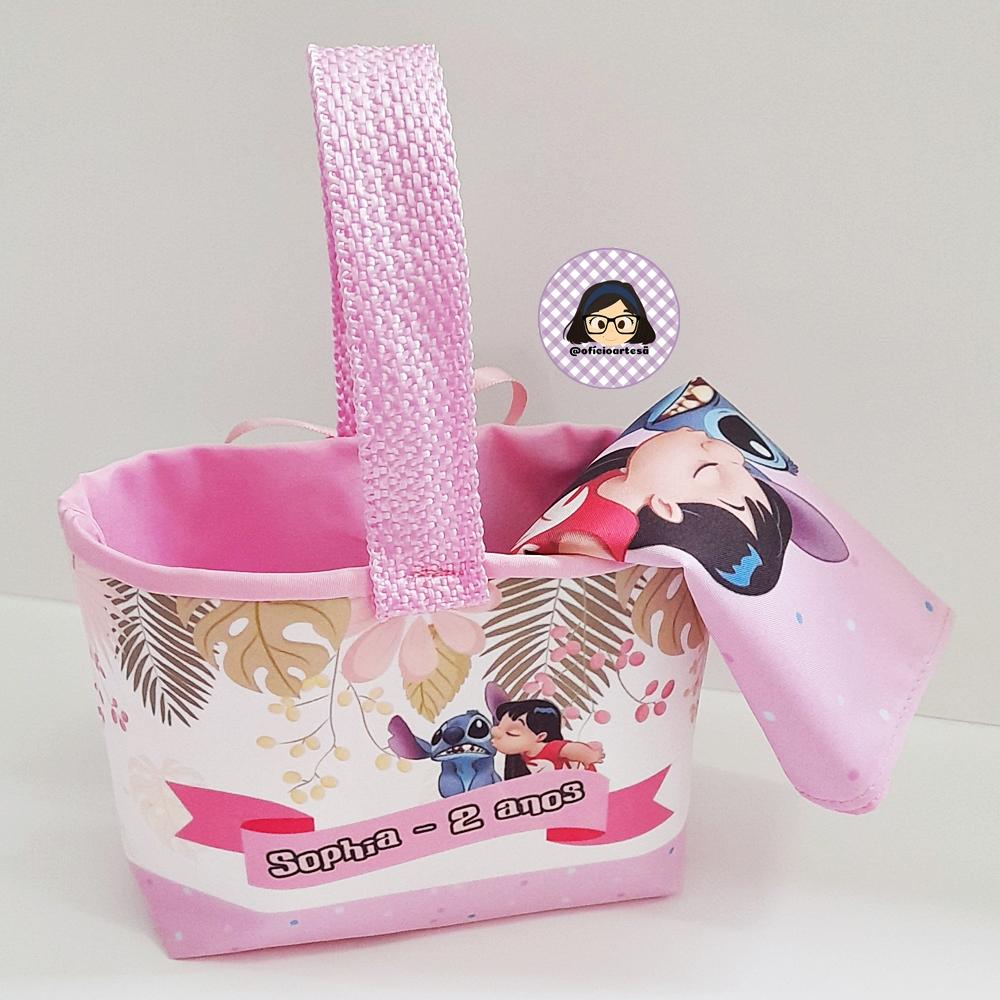 Kit 15 mini cestinhas e 15 toalhinhas Lilo & Stitch