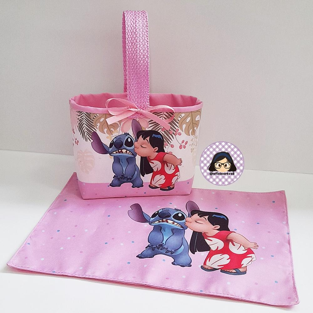 Kit 15 mini cestinhas e 15 toalhinhas Lilo & Stitch