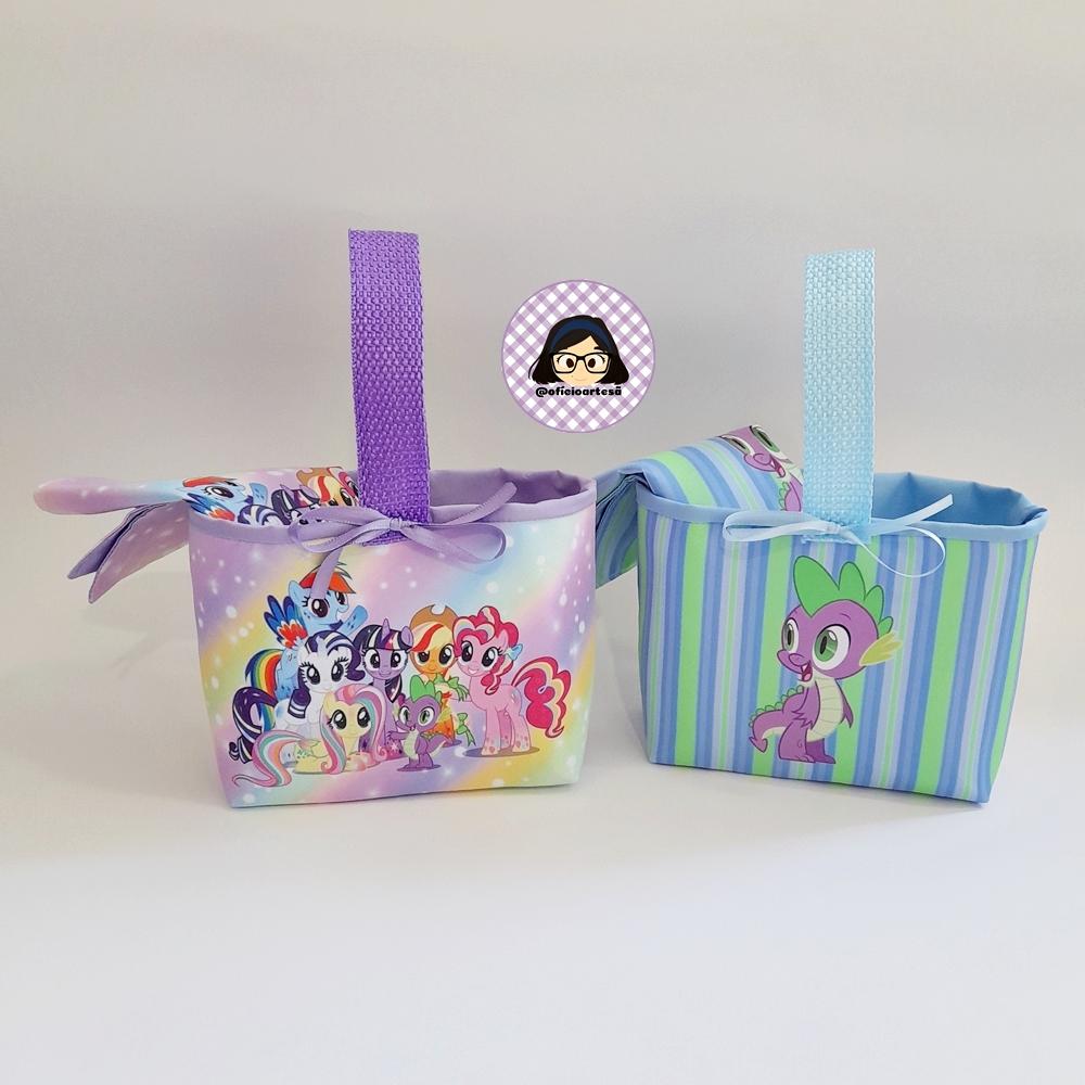 Kit 15 mini cestinhas e 15 toalhinhas My Little Pony Lilás e Azu