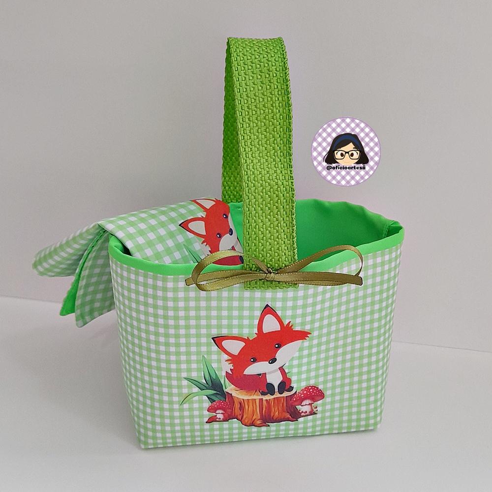 Kit 15 mini cestinhas e 15 toalhinhas Raposinha