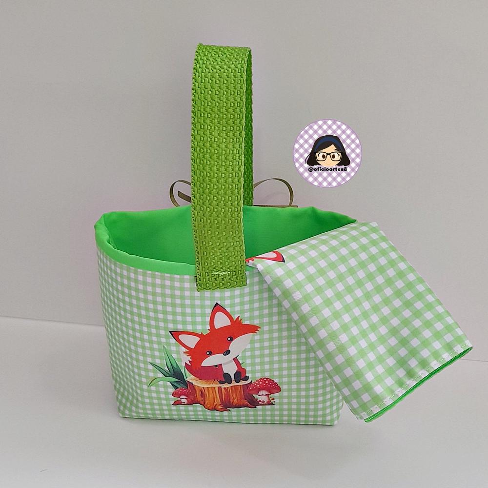 Kit 15 mini cestinhas e 15 toalhinhas Raposinha
