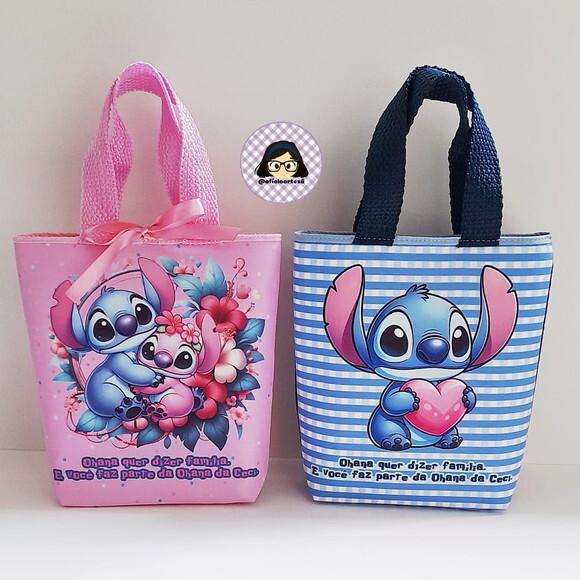 Kit 20 Lembrancinhas Angel e Stitch Bolsinhas ou Sacolinhas 18cm