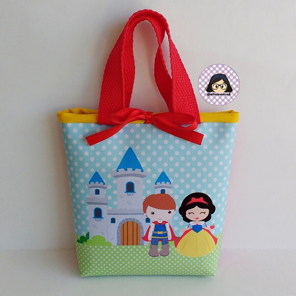 Kit 20 Lembrancinhas Branca de Neve Bolsinhas ou Sacolinhas 18cmx