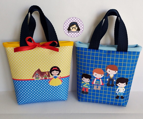 Kit 20 Lembrancinhas Branca de Neve Bolsinhas ou Sacolinhas 18cm