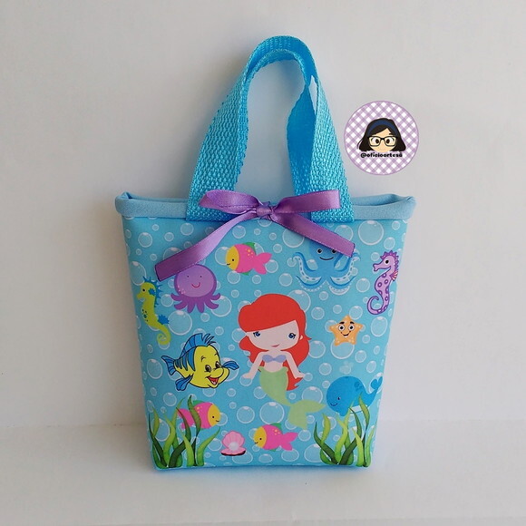 Kit 20 Lembrancinhas Pequena Sereia Ariel Bolsinhas ou Sacolinhas