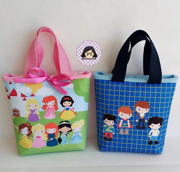 Kit 20 Lembrancinhas Princesas Bolsinhas ou Sacolinhas 18cm x 19c