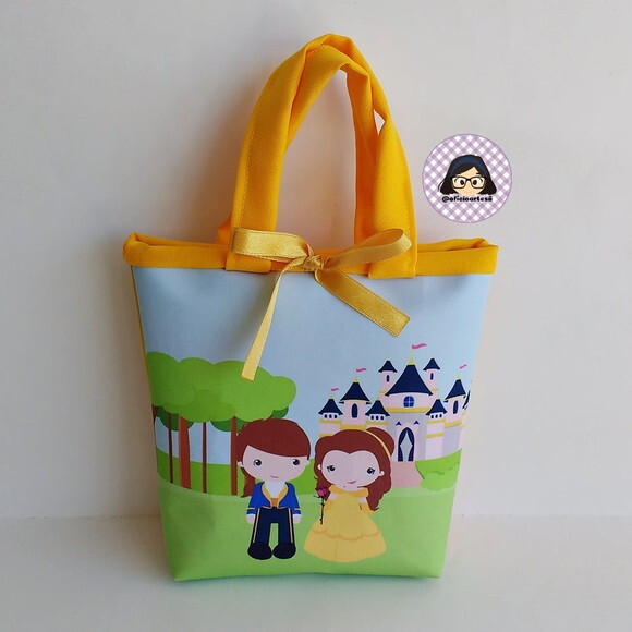 Kit 20 Lembrancinhas a Bela e a Fera Bolsinhas 18cm x 19cm