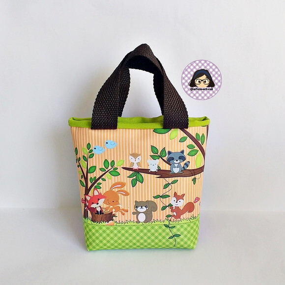 Kit 20 Lembrancinhas Bichinhos do Bosque Sacolinhas 18cmx19 cm
