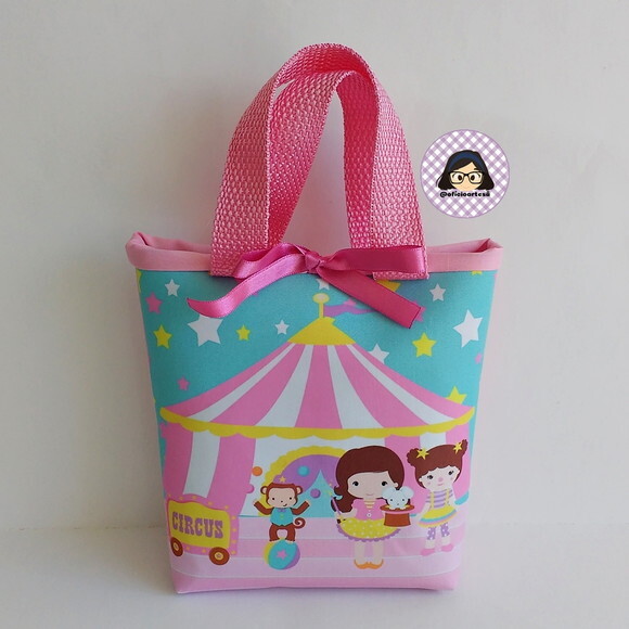 Kit 20 Lembrancinhas Circo Rosa Bolsinhas 18cm x 19cm
