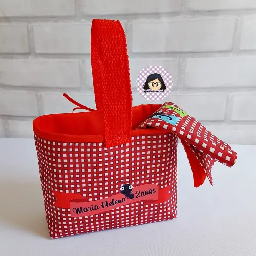 Kit 15 mini cestinhas e 15 toalhinhas Piquenique