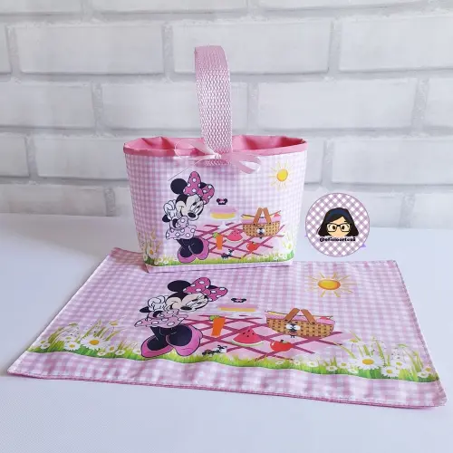Kit 15 mini cestinhas e 15 toalhinhas Picnic da Minnie