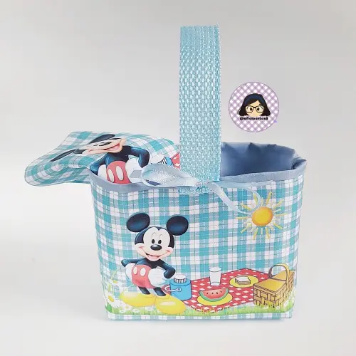 Kit 15 mini cestinhas e 15 toalhinhas Picnic do Mickey