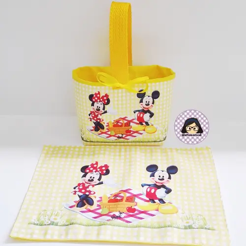 Kit 15 mini cestinhas e 15 toalhinhas Picnic Minnie e Mickey Amar
