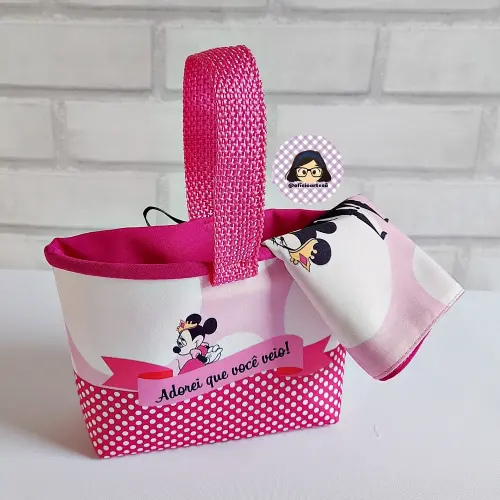 Kit 15 mini cestinhas e 15 toalhinhas Minnie Realeza