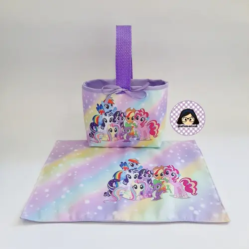 Kit 15 mini cestinhas e 15 toalhinhas My Little Pony