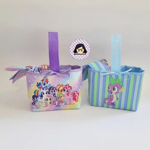 Kit 15 mini cestinhas e 15 toalhinhas My Little Pony Lilás e Azul