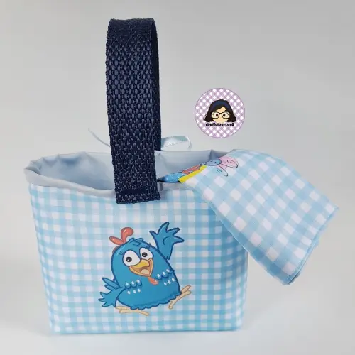 Kit 15 mini cestinhas e 15 toalhinhas Galinha Pintadinha