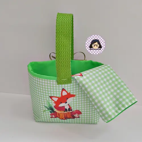 Kit 15 mini cestinhas e 15 toalhinhas Raposinha