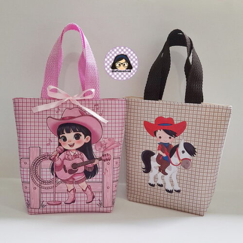 Kit 20 Lembrancinhas Boiadeira Bolsinhas ou Sacolinhas 18cmx19cm