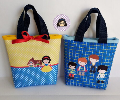 Kit 20 Lembrancinhas Branca de Neve Bolsinhas ou Sacolinhas 18cm x 19cm