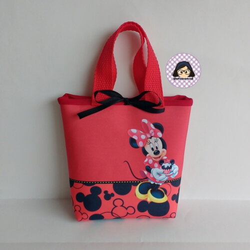 Kit 20 Lembrancinhas Minnie e Mickey Bolsinhas ou Sacolinhas 18cm