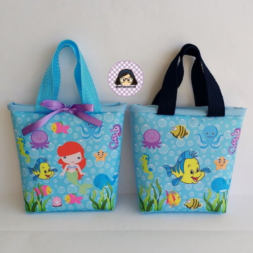 Kit 20 Lembrancinhas Pequena Sereia Ariel Bolsinhas ou Sacolinhas 18cmx19cm