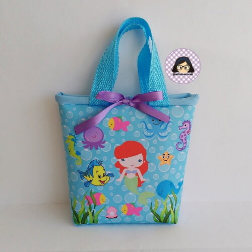 Kit 20 Lembrancinhas Pequena Sereia Ariel Bolsinhas ou Sacolinhas