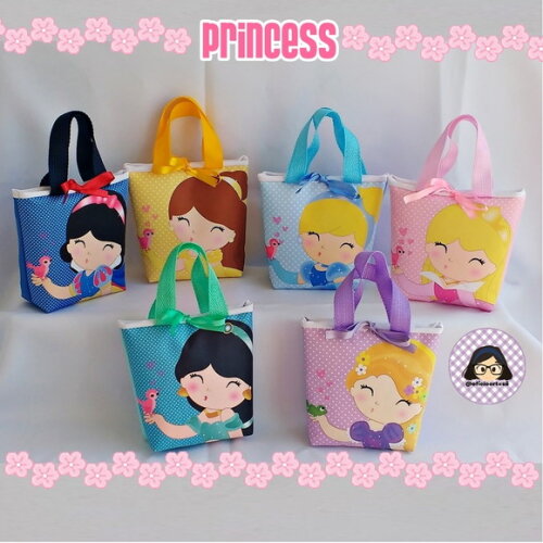 Kit 20 Lembrancinhas Princesas Bolsinhas 18 cm x 19 cm