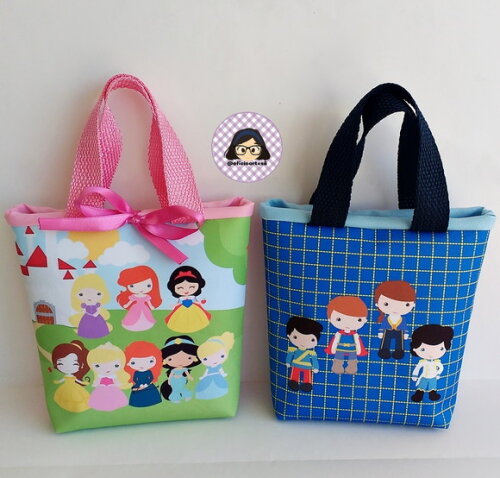 Kit 20 Lembrancinhas Princesas Bolsinhas ou Sacolinhas 18cm x 19cm