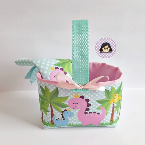 Kit Lembrancinha 15 Mini Cestas + 15 Toalhinhas Dino Baby