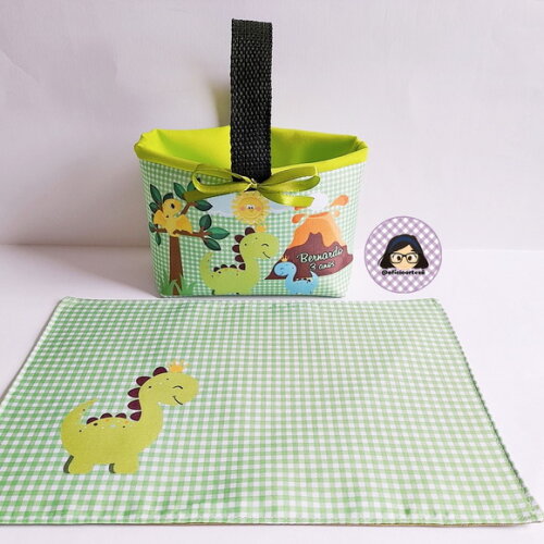 Kit Lembrancinha 15 Mini Cestas + 15 Toalhinhas Dino Baby