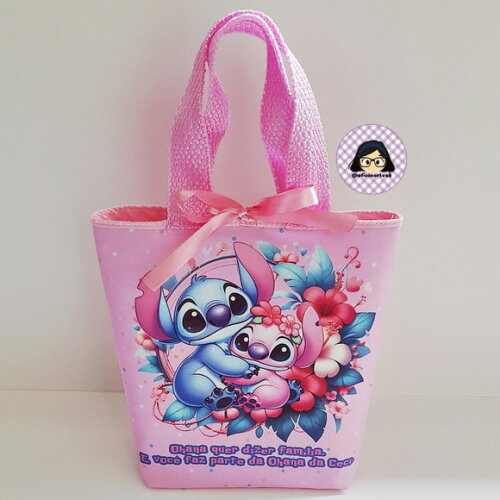 Kit 20 Lembrancinhas Angel e Stitch Bolsinha 18cm x 19cm