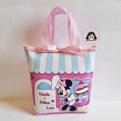 Kit 20 Lembrancinhas Minnie Confeiteira Bolsinhas 18cmx19cm